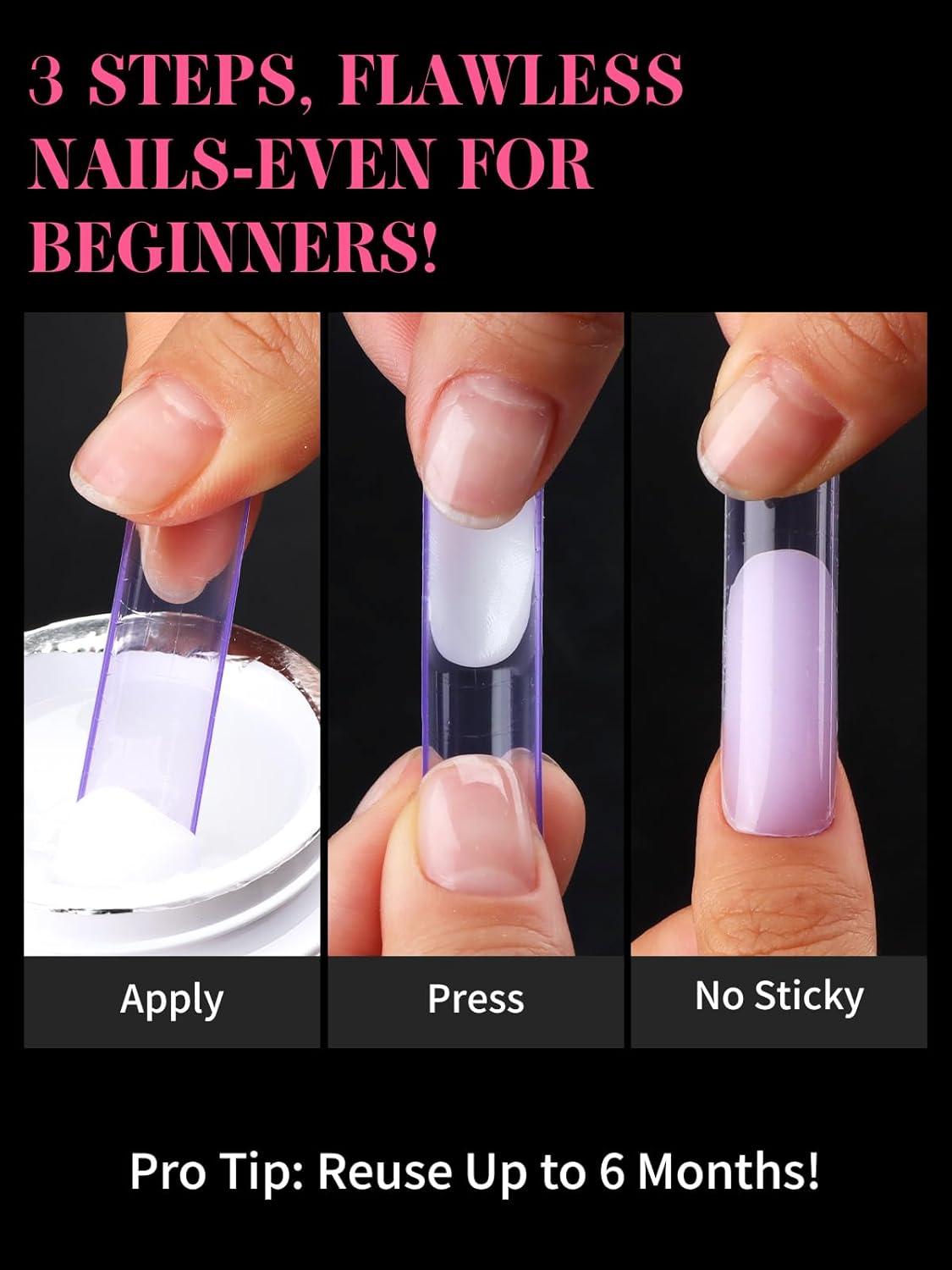 EBANKU Dual Nail Forms for Poly Extension Gel, 120 PCS Purple Square Nail Molds Reusable 12 Sizes Nail Extension Forms for Builder Gel Manicure Design Salon DIY