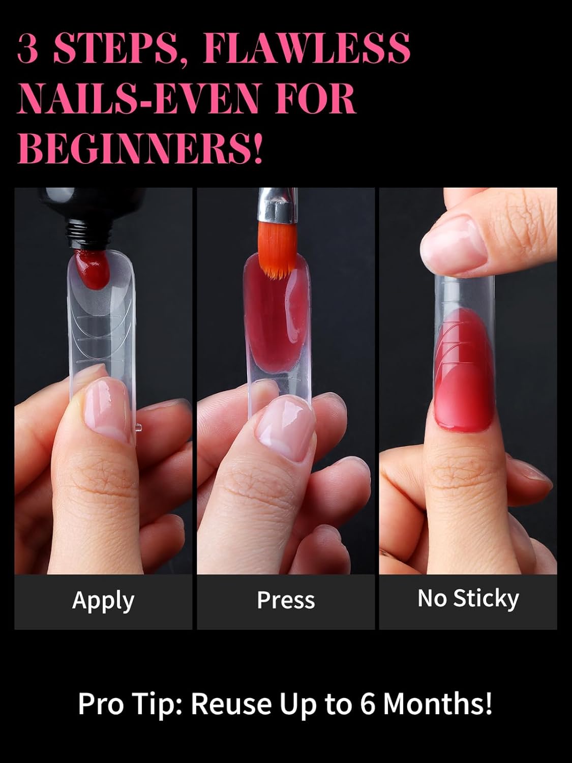 EBANKU 288Pcs Matte Dual Nail Forms, Clear Poly Gel Nail Molds Square Full Cover Coffin Nail Tips Extension Forms for Gel Manicure Nail Art Design Salon&DIY-12 Sizes