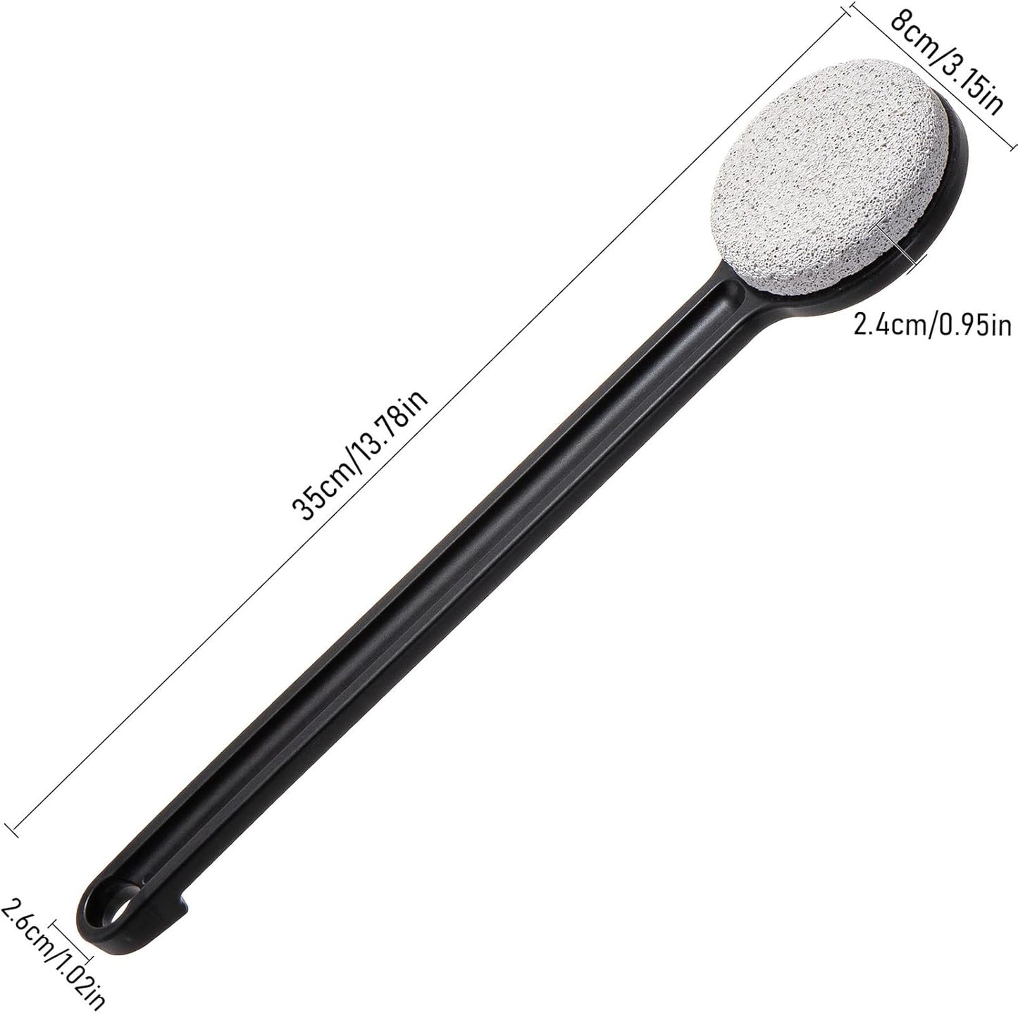 Pumice Stone for Feet with Long Handle 14", Hard Skin Callus Remover, Scrubber and Exfoliator for Dead Dry Skin, Softer & Smoother Feet, Pedicure Tool (Straight) Black