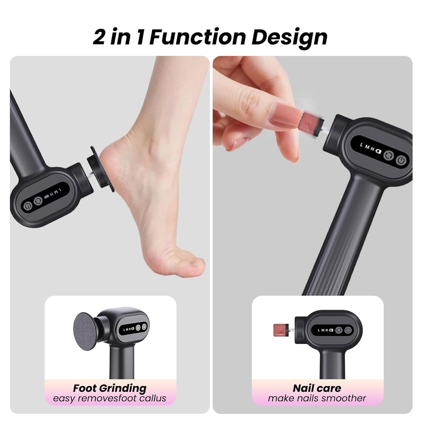 Upgraded Electric Callus Remover for Feet - Professional Electric Foot File Tool, Adjustable Speed Foot Sander Foot Grinder for Dead Skin and Calluses, with 20 Sandpaper Discs (Black)