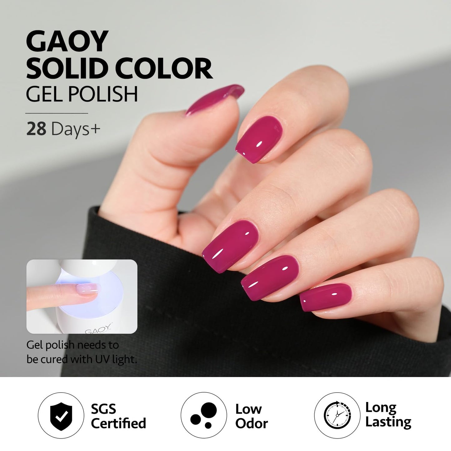 GAOY Mauve Gel Nail Polish, Magenta Cat Eye Gel with Magnet, Dark Pink Color Set Salon Manicure and Nail Art DIY at Home