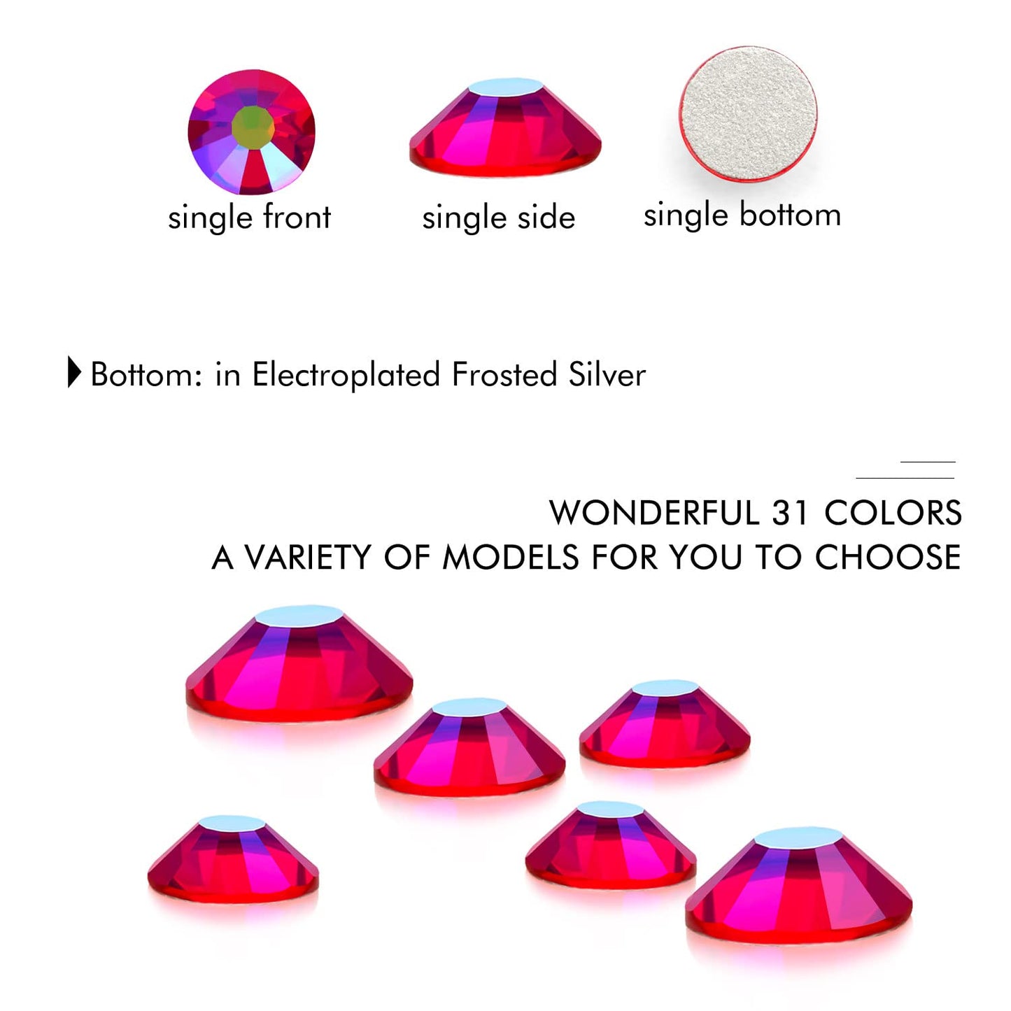 1440Pcs Red Ab Crystal Rhinestones,Glass Flatback Rhinestones Small Gemstones for Nail Face Makeup Art Crafts Clothes Decoration -(SS6,2.0mm,Red Ab)