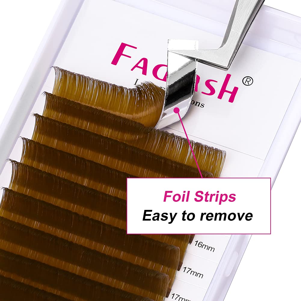 Volume Lash Extensions 0.07 D Curl Easy Fan Volume Lashes Mixed Tray 15-20mm Easy Fanning Lashes Brown Colored Lash Extension Supplies (Blond 0.07-D, 15-20mm)