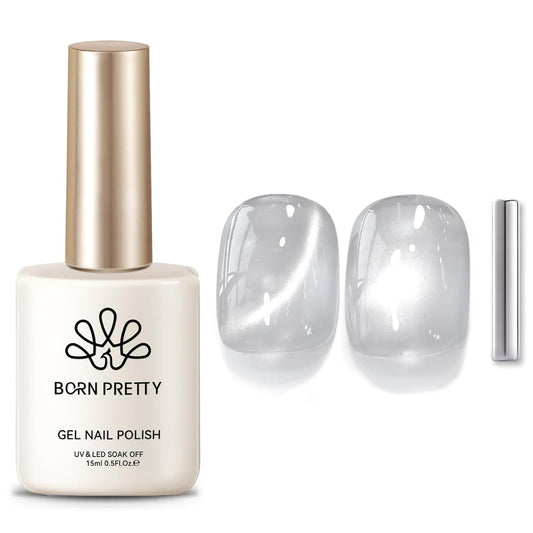 Born Pretty Magnetic Gel Nail Polish Flowing Light White Cat Magnetic Eye Gel Nail Polish White Auroras Cat Magnetic Eye Gel Polish Nail Art Vanish 15ML