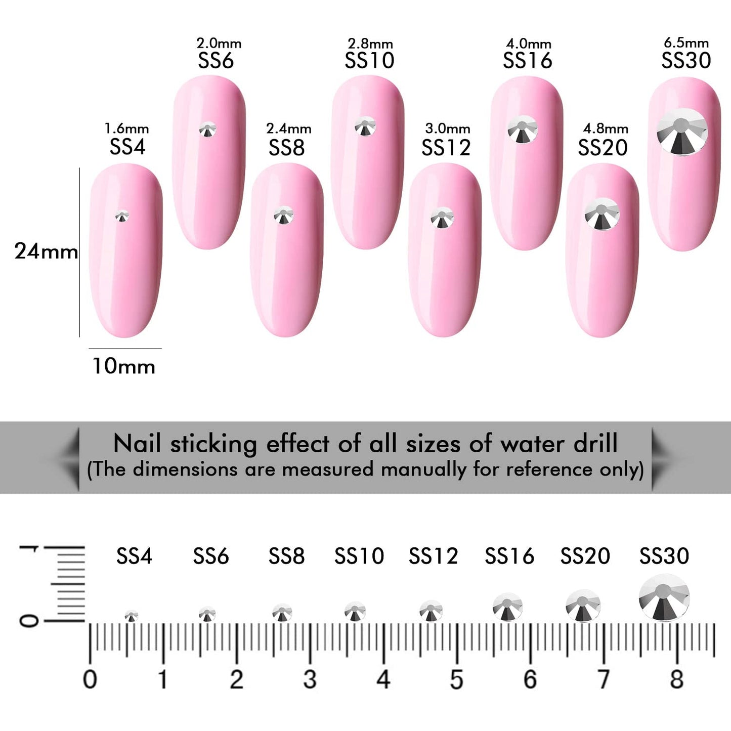 1440Pcs Silver Crystal Rhinestones,Glass Flatback Rhinestones Gemstones Small for Nail Face Makeup Art Crafts Clothes Decoration -(SS8,2.4mm,Silver)