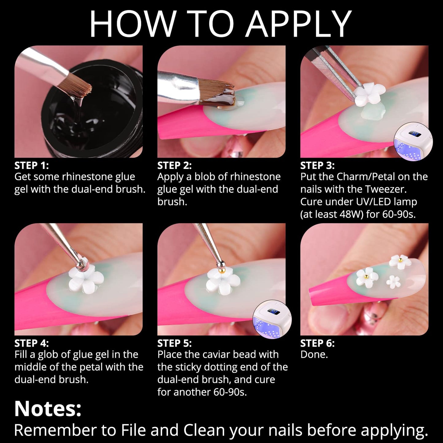 Mixed 3D Nail Art Gem Decoration Accessories Kit #5, Aurora Bear Bow Butterfly Starry AB Rhinestone Charm Jewelry for Deco, Pearl Flower Caviar Bead Stone Crystal with Dual-End Brush and Tweezer