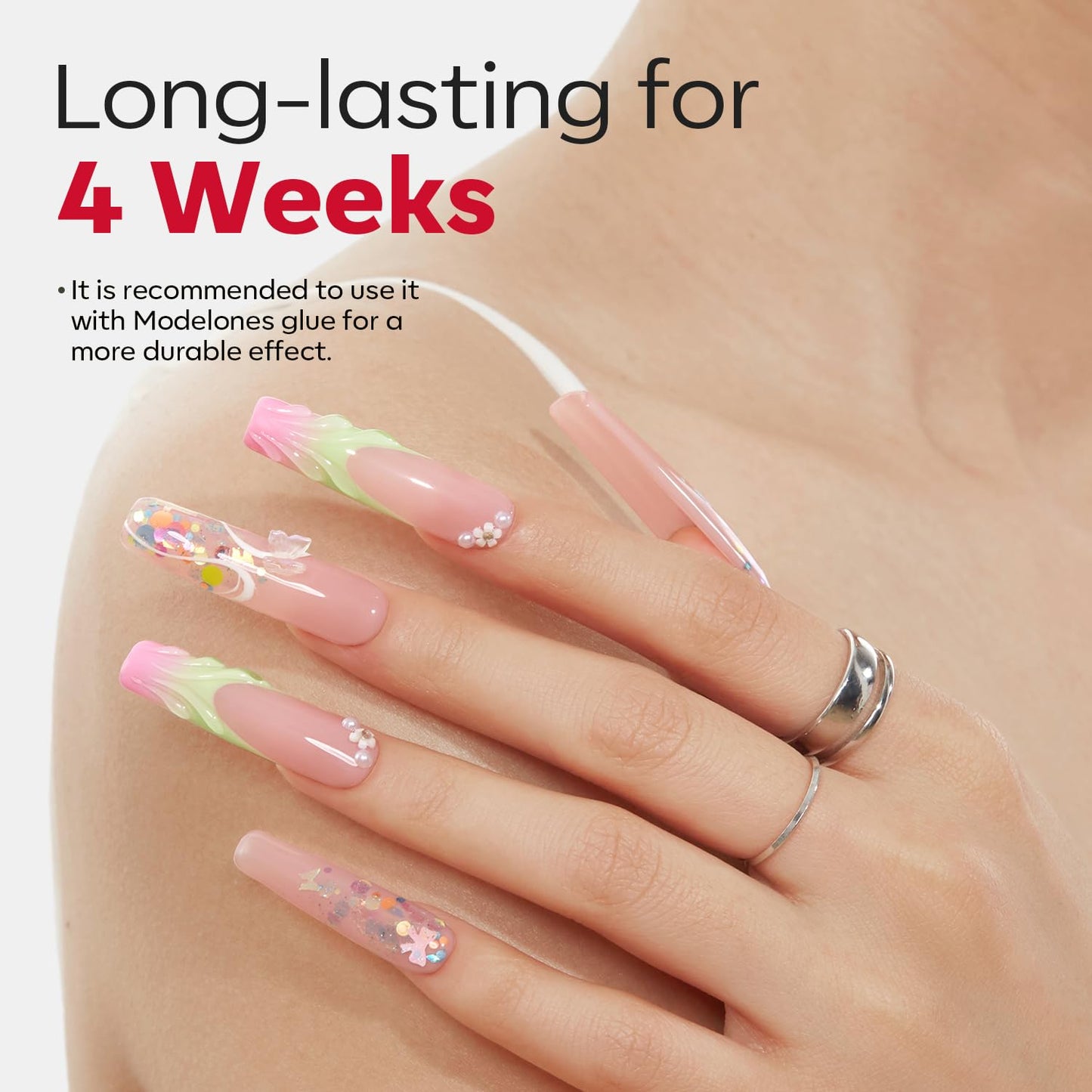 modelones Long Square Nail Tips, 2XXL Straight No C Curve Half Cover Soft Gel Tips Pre-shaped Acrylic Fake Nails False Clear Press on Extension Gel Kit Manicure DIY at Home 216PCS 12Sizes