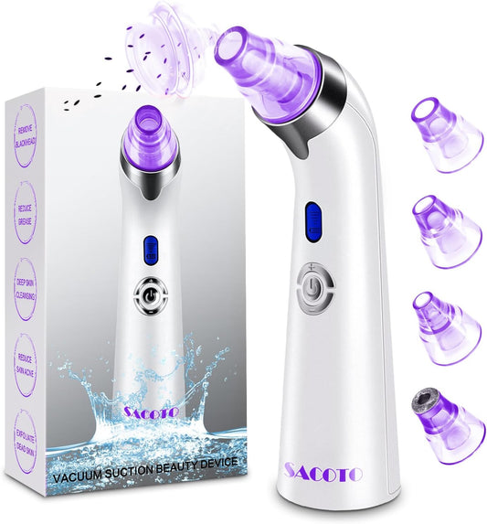 Blackhead Remover Pore Vacuum, Face Suction Pore Cleanser, 5 Suction Power Electric Blackhead Extractor Tool, 4 Probes, Blackhead Suction Remover for Women & Men