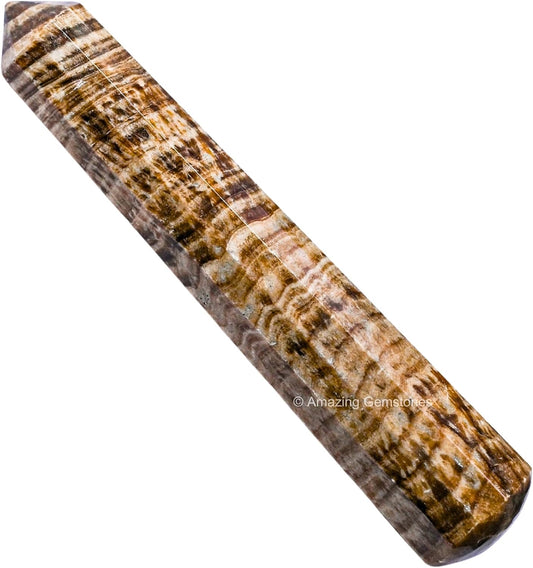 Amazing Gemstone Aragonite Crystal Wand Massage Stick - Pelvic Wand Gua Sha for Adults - Crystals and Healing Stones Massage Wands for Adults Gifts (Pointed)