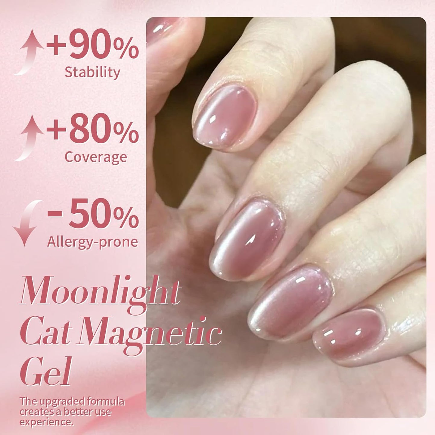 Born Pretty Cat Magnetic Eye Gel Nail Polish Cat Magnetic Gel Moonlight Dried Rose Color Cat Magnetic Glitter Nail Polish Nail Gel Soak Off Nail Art Salon Home Gift for Women 15ML