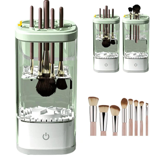 Electric Makeup Brush Cleaner:Fast and Efficient Machine for Deep Cleaning All Brush Types, Compact and Portable for Travel and Home, Ideal for Makeup Enthusiasts and Professionals (Clear Green)