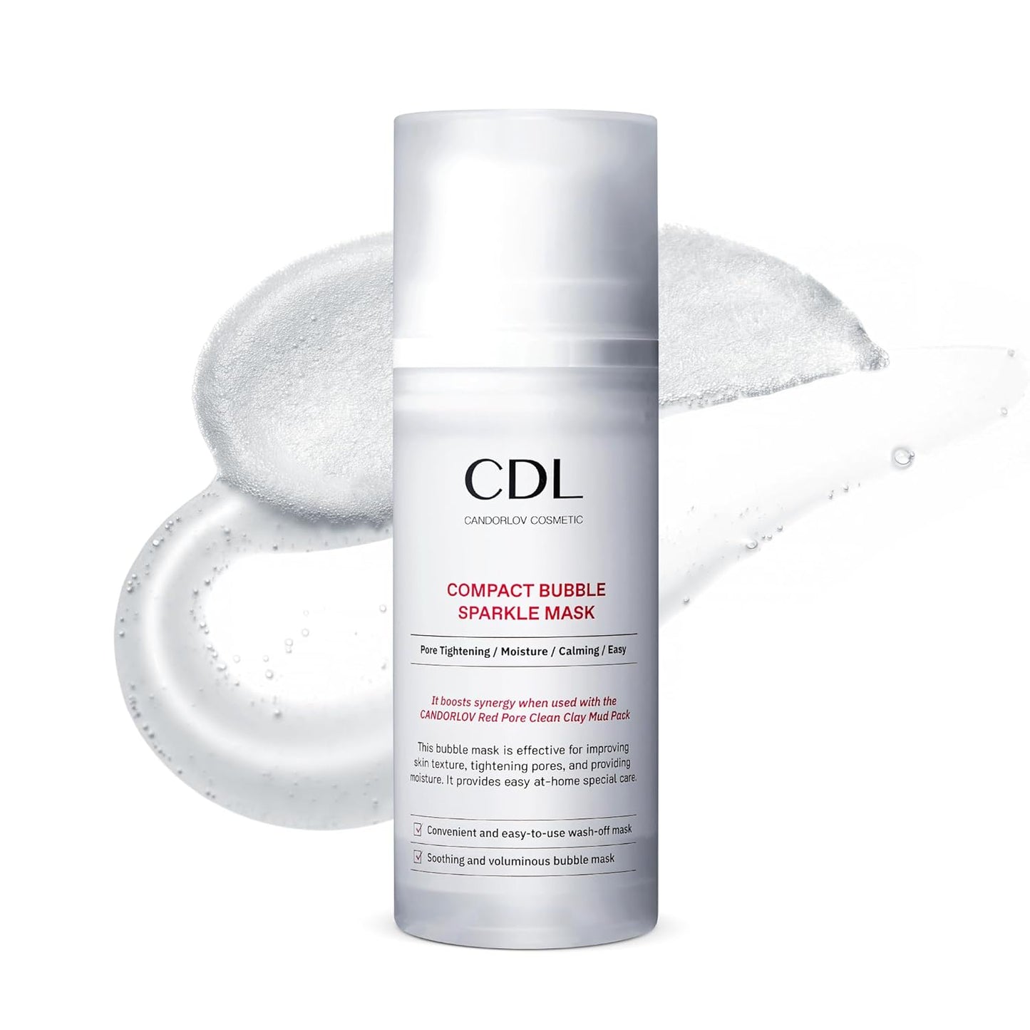 Pore Minimizing Bubble Mask, Peptide, Exfoliation, Pore Tightening & Sebum Control For Blackheads Enlarged Pores, No Skin Irritation, Korean Glass Skin Care,3.52 oz