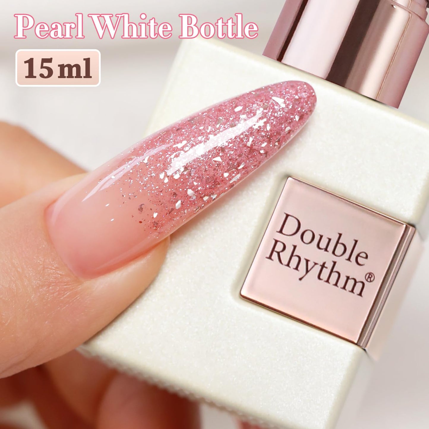 Double Rhythm 0.5Oz Glitter Gel Polish Shimmer Reflective Color for Nail Art Salon DIY Soak Off 15ml Nail Lamp Gel Polish at Home (Pastel Rose-B1164)