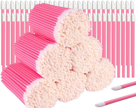 Teenitor 600 Pcs Lip Applicators Disposable Lip Brush, Lip Wands Applicators, Lipstick Applicators Disposable Doe Foot Applicator Lip Brush Wands Pink