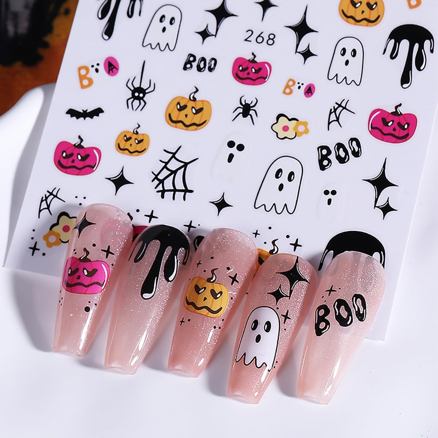 Nail Art Stickers3D Self-Adhesive Nails Art Decals Nails Supplies for Women Girls Manicure Decoration (Black)