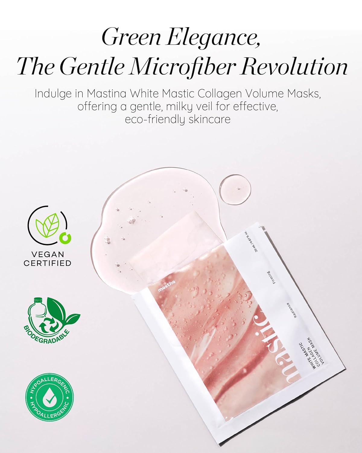 MASTINA White Mastic Face Mask (Collagen Volume, 4 pc) Premium Korean Skin Care for Elasticity & Radiance Rough Sagging Skin White Mastic Hyaluronic Acid