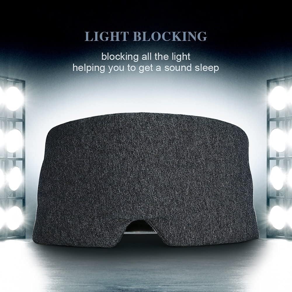 FRESHME Cotton Eye Mask for Sleeping in Gift Box - Soft and Adjustable Extensions Sleep Mask with Earplugs and Pouch for Women and Men, Blackout Cover for Night Travel Relaxation