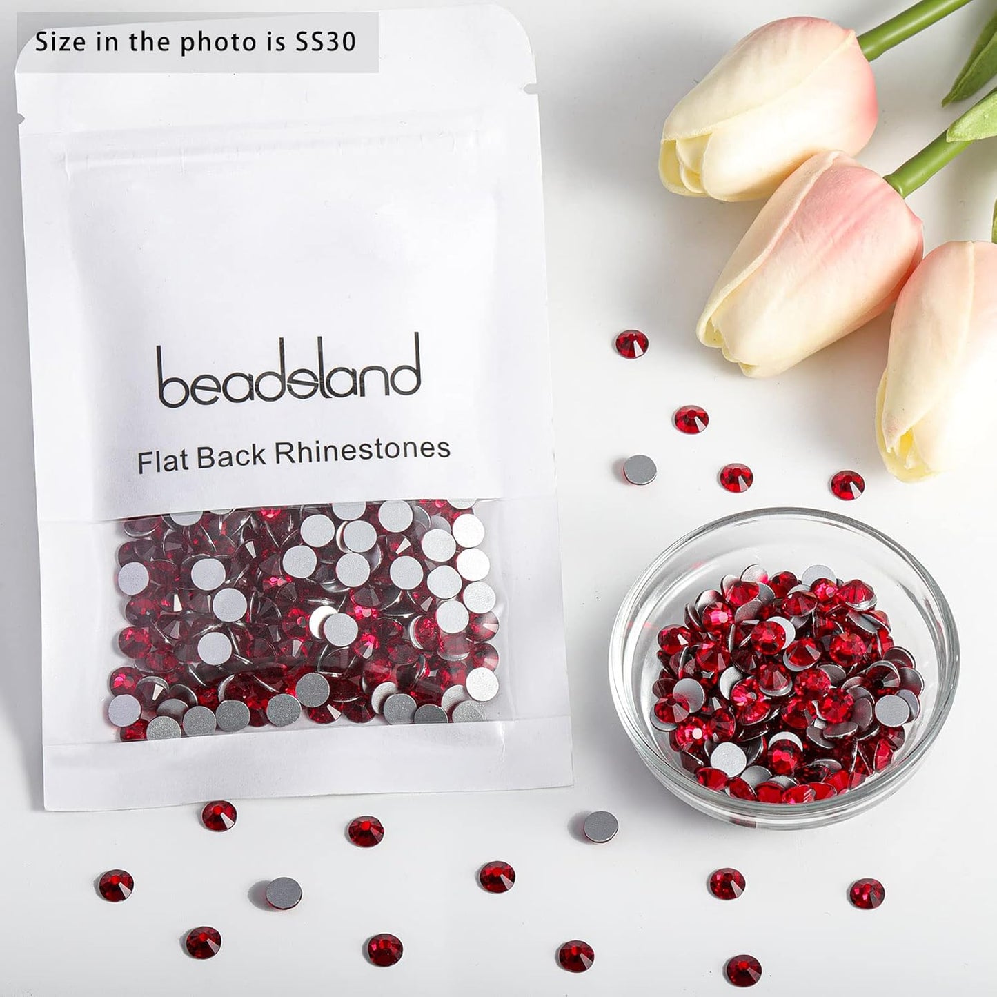 Beadsland 288 Pieces Flat Back Crystal Rhinestones Round Gems,Siam,SS30,6.3-6.5mm