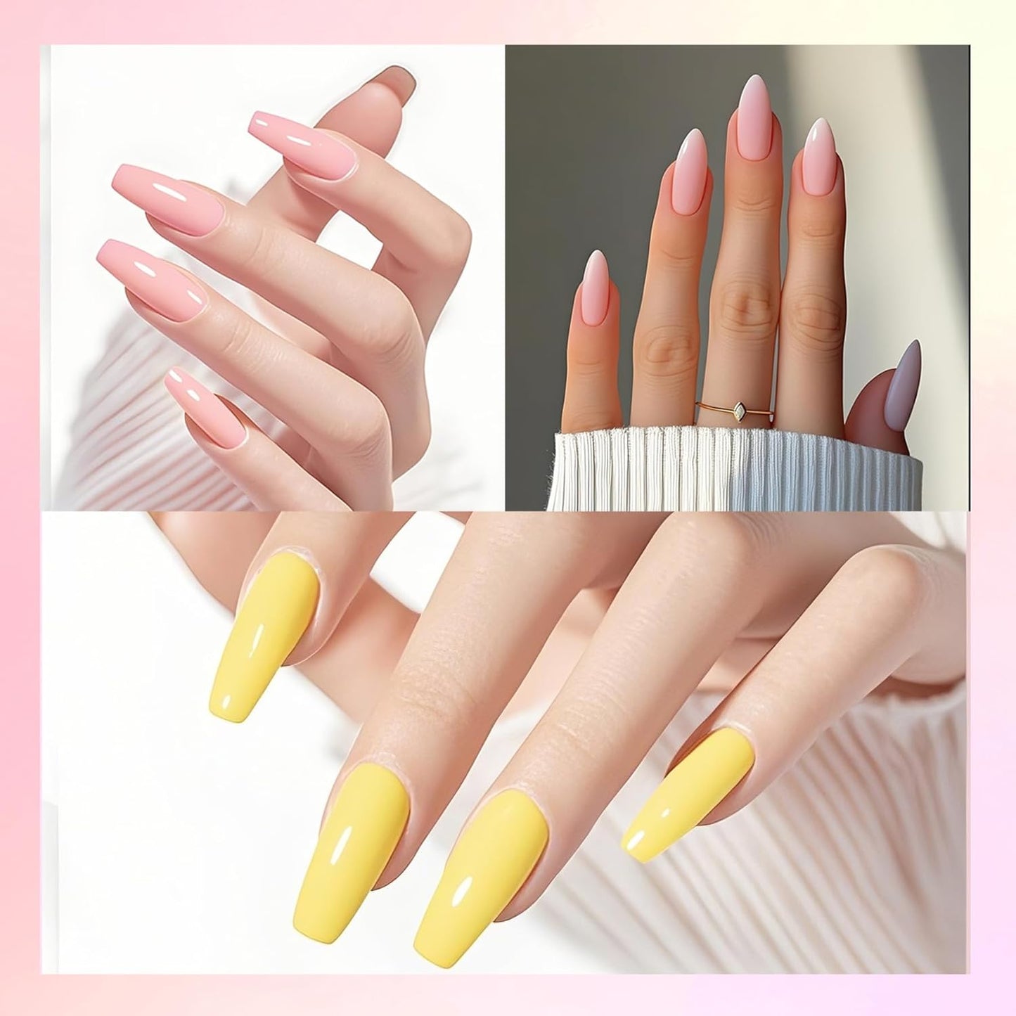 Professional Acrylic Powder for Nail: Large Capacity 3 Colors Pink Tulle Wax Yellow Festival Bloom Acrylic Nail Powder Polymer for Carving Nails - 28g 3D French Nail Manicure Extension