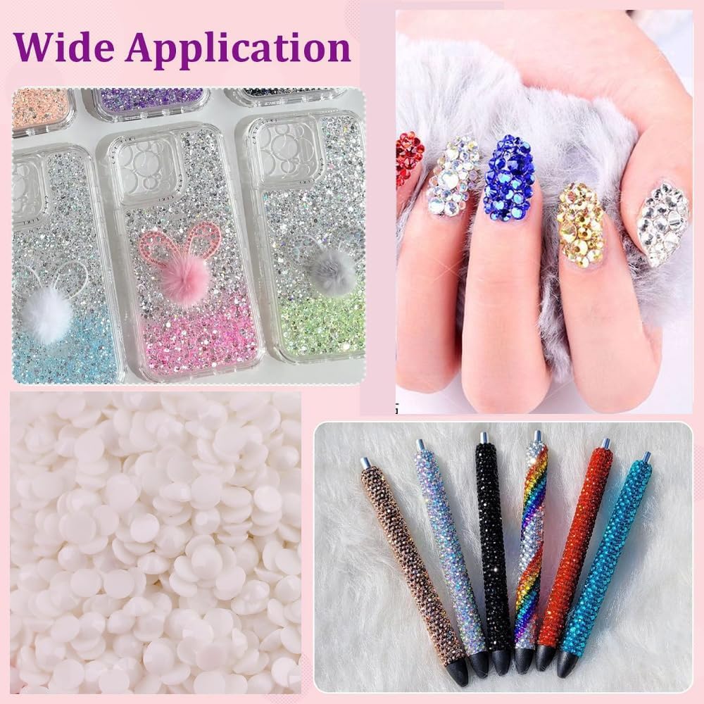 Black And White Rhinestones for Bedazzling With B7000 Glue, 2mm 3mm 4mm 5mm 6mm (SS8-SS30) Non-Hotfix Flatback Nail Gems Beads, Nail Crystals Diamond Kit for Bedazzle Crafting, Nails DIY Art