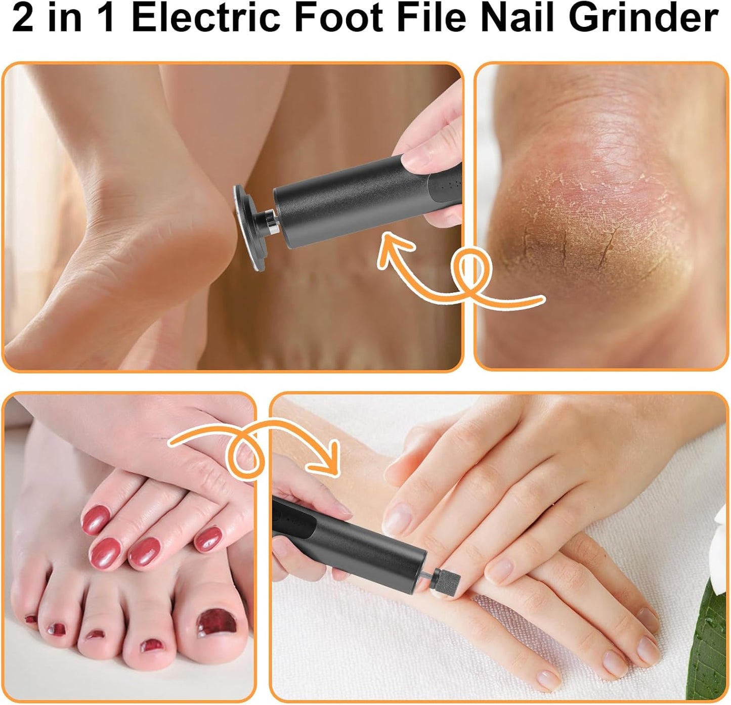 ele ELEOPTION Electric Callus Remover for Feet Electric Foot File Nail Grinder 6 Speed Adjustable Rechargeable Professional Foot Sander Pedicure Tool for Feet Dry Dead Skin Black