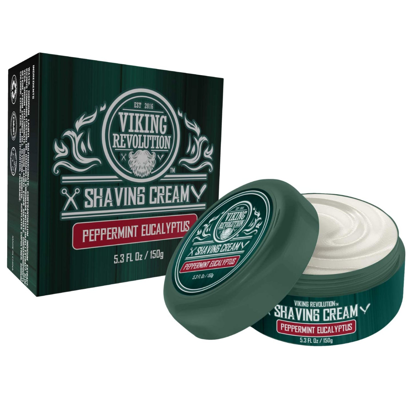Luxury Shaving Cream Peppermint & Eucalyptus Scent - Soft, Smooth & Silky Shaving Soap - Rich Lather for the Smoothest Shave - 5.3oz