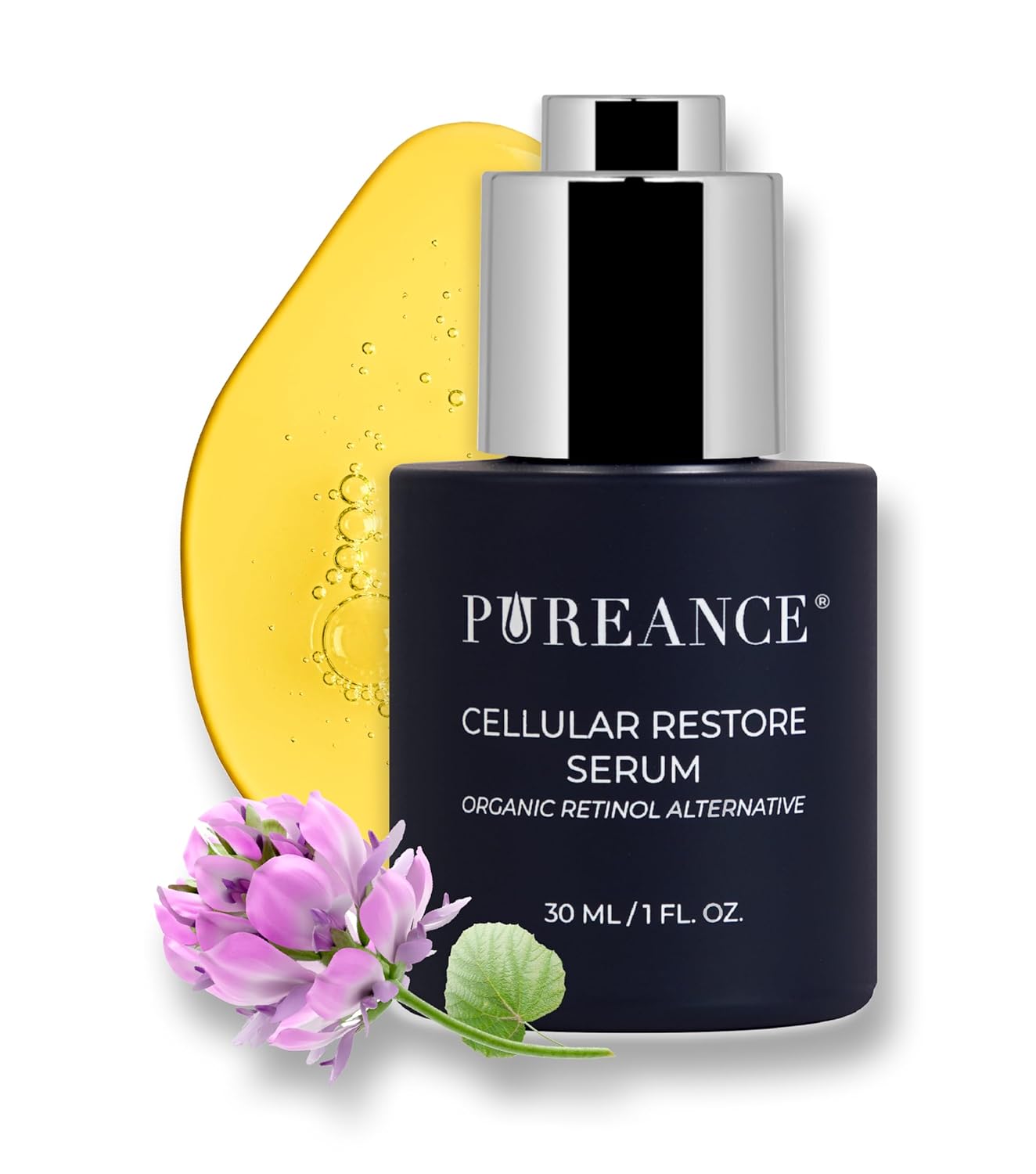 PUREANCE Organic Bakuchiol Plumping Serum - Bakuchiol for Face Skin and Wrinkles - Cellular Restore Serum - With Jojoba Oil, Sea Buckthorn, Camu Camu, Babchi, Maple Leaf Extracts & More - 1 Fl Oz