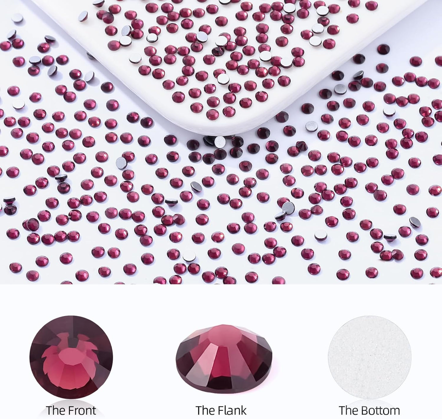 Purple Flatback Rhinestones, Glass Rhinestones for Nail Art and Craft, Glue Fix, Loose Crystal Gemstones(Purple, SS10, 2880pcs, 2.7-2.8mm)