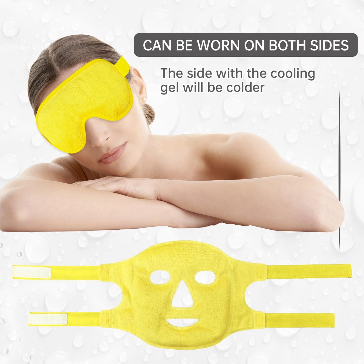 Face Eye Mask Ice Pack for Reducing Puffiness, Bags Under Eyes, Puffy Dark Circles, Migraine,Hot/Cold Pack with Soft Plush Backing (Lemon Yellow)