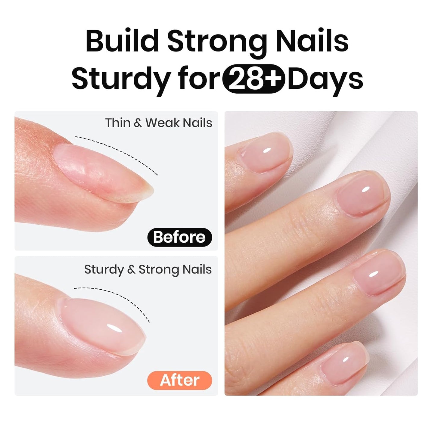 Beetles 15ml Rubber Base Builder Nail Gel - Clear Color Base for Nails Strengthening, Thickening and Sculpting, Soak Off UV LED Long Lasting for Weak and Damaged Nails