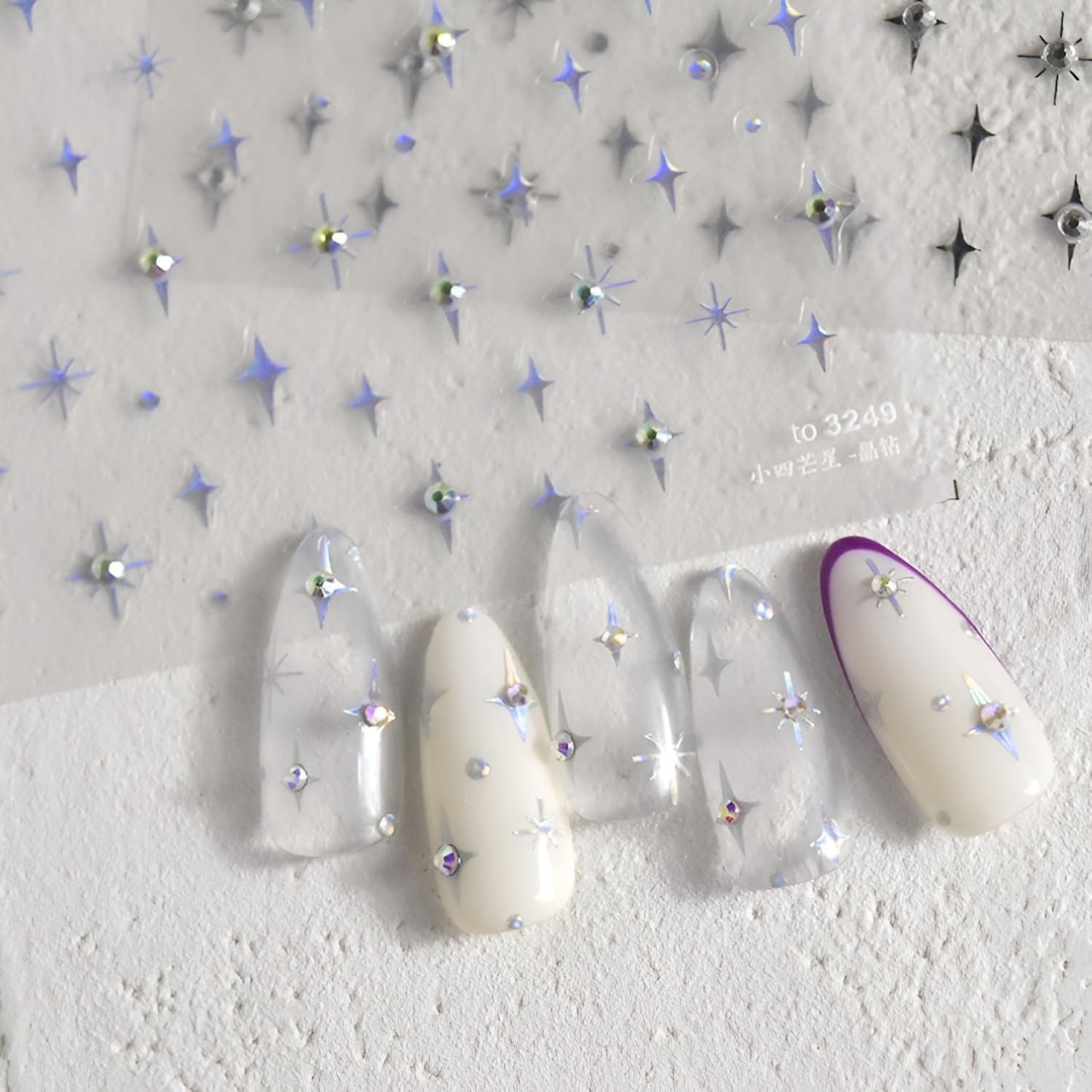 Star Nail Stickers 5D Embossed Star Nail Decals for Nail Art Self Adhesive Silver Aurora Star Nail Art Stickers with Glitter Shiny Nail Art Design Star Nail Supplies for DIY Manicure for Women Girls