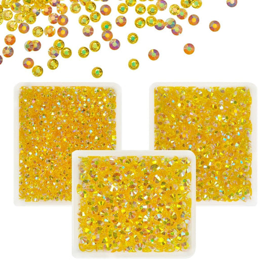 Transparent Golden Yellow Resin Flatback Rhinestones for Bedazzling Tumblers Crafting 3mm 4mm 5mm Clear Gold Jelly Stones Gems Diamonds Crsytals Charms for Nails Face Eyes Makeup Crafts Clothes