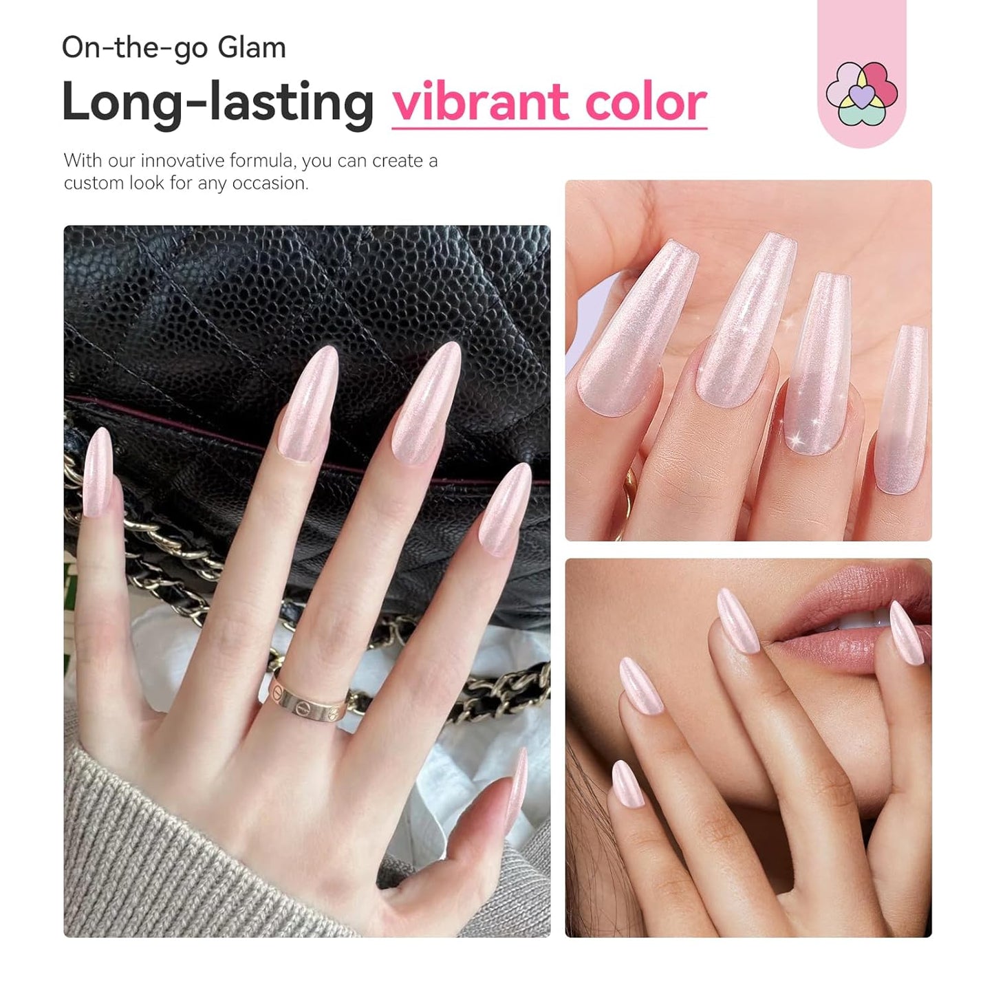 SAVILAND Color Artistry Pearl Pink Nail Polish: 7 Days Shimmer Aurora Finish Fingernail Polish Quick Dry Glitter Pink Fingernail Polish Regular Bulk Toe Nail Lacquer Non Gel DIY Home Women Manicure