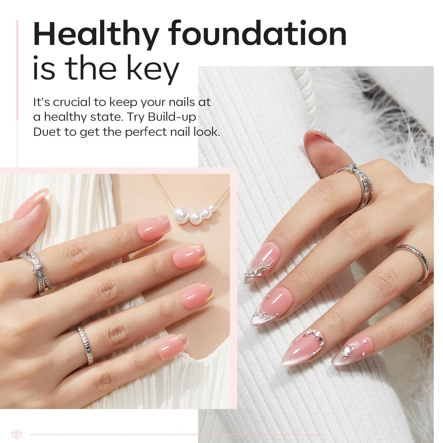 modelones Builder Nail Gel with Gel Top Coat, 8-In-One Nude Pink Builder Acid Free Top Coat for Color Rubber Base Nail Polish Thickening Apex Building Shine Finish, LED Lamp Cured 10ml Home DIY Salon