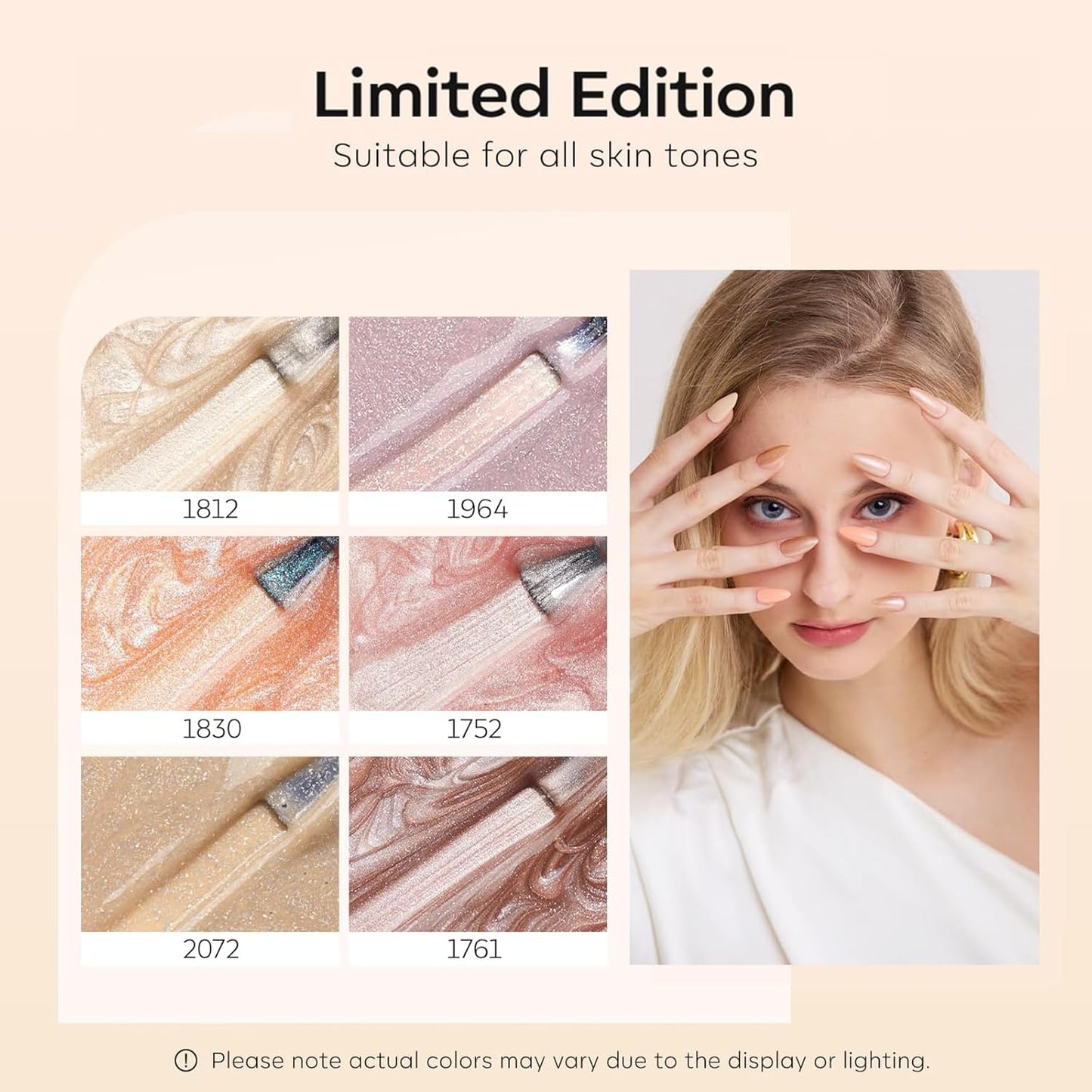 modelones Gel Nail Polish Set, Nude 6 Colors Neutral Gel Polish Skin Tone Pink Glitter Nail Polish Shimmery Pear Gel Polish Starter Kit Soak Off All Season Nude Gel Nail Polish LED Manicure DIY Salon