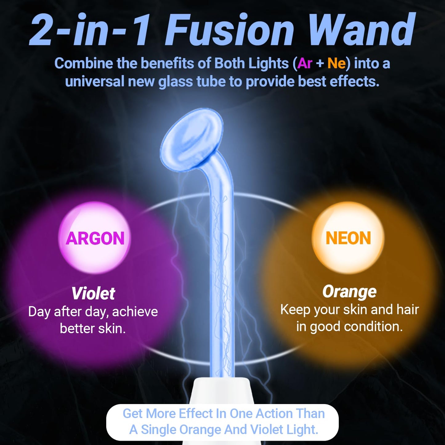 High Frequency Facial Wand - UUPAS Portable Handheld 4 in 1 Blue High Frequency Skin Facial Machine with 4 Pcs Different Blue Tubes for Home Use Face Device