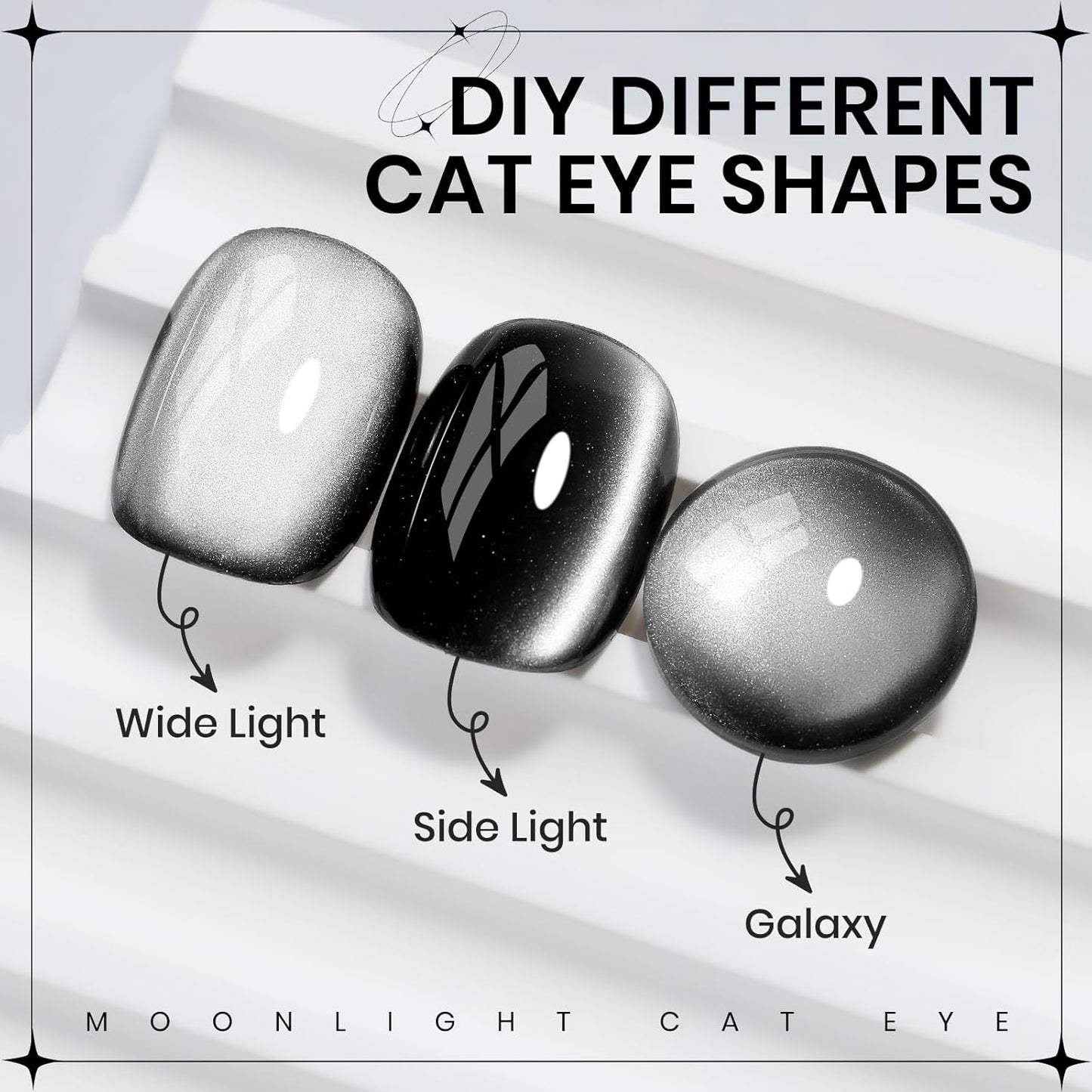 Black Cat Eye Gel Polish, 15ML Jelly Glass Cateye Gel Nail Polish with Magnetic Stick Moonlight Shimmer Glitter Effect Soak Off Salon DIY at Home