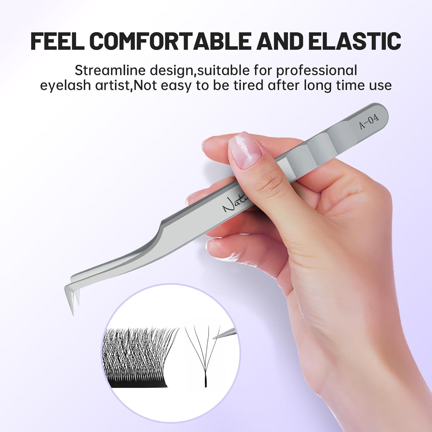 High Precision Lash Tweezers for Individual and Volume Eyelash Extensions Premium Stainless Steel Curved Fiber Tip Professional Isolation Tweezer
