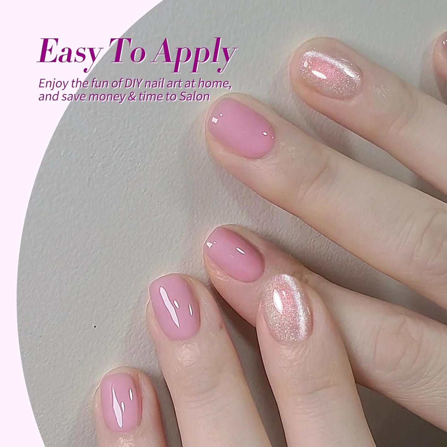 BORN PRETTY Jelly Purple Gel Nail Polish Transparent Sheer Pink Grape Purple Shimmer Glitter Jelly Gel Polsih Nail Art Manicure DIY at Home 6PCS