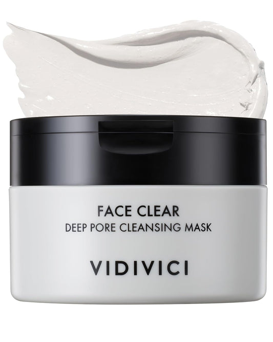 VIDIVICI Korean Deep Pore-Cleansing Clay Mask – Gently Exfoliates & Soothes Oily, Sensitive Skin – Mud Wash-Off Formula for Sebum Control, Cooling Hydration & Pore Tightening – 3.38oz