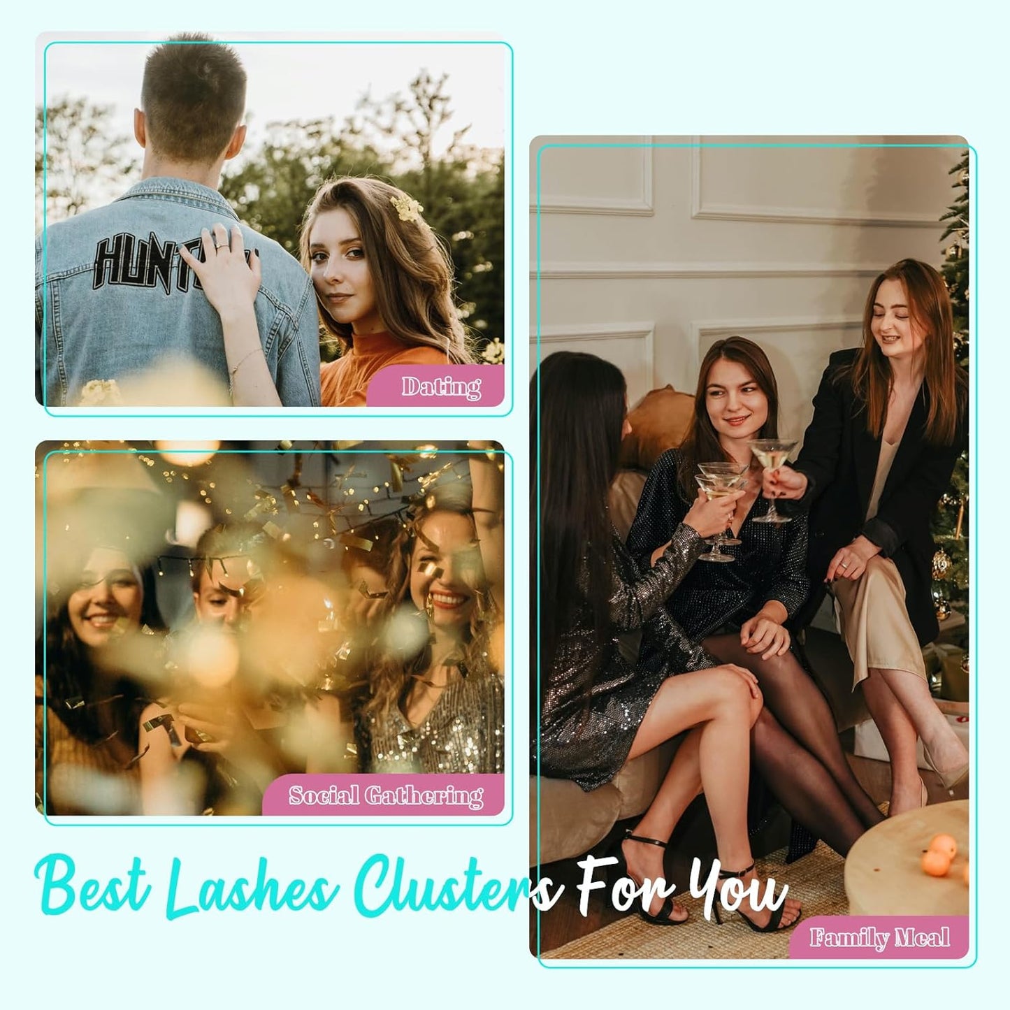 Lash Extension Kit 200PCS Lash Clusters Mix Eyelash Extension Kit with Waterproof Lash Bond and Remover,Individual Lashes with Lash Tweezers for Beginners at Home(40D,D-Mix9-16mm)