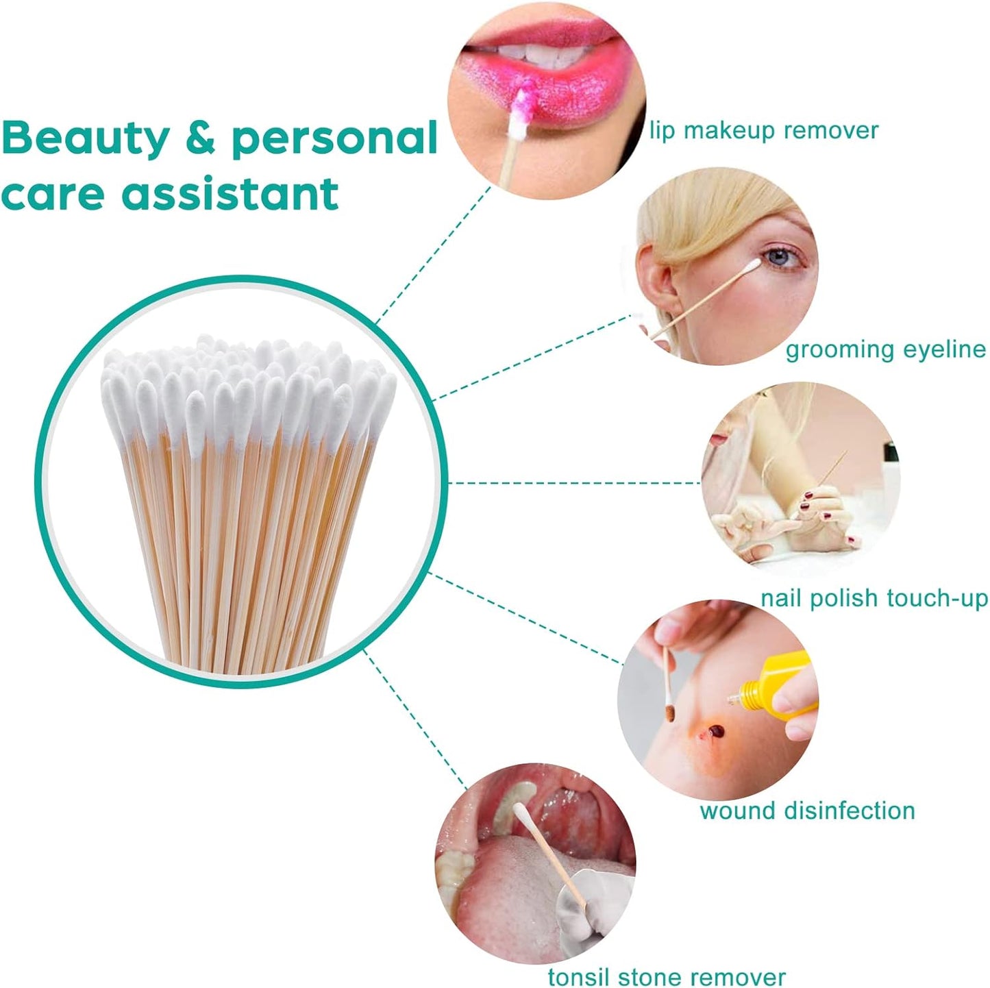 eyxformula 500 Count 6 Inch Long Cotton Swabs with Sturdy Bamboo Sticks - Absorbent & Lint Free Cotton Tipped Applicator for Cleaning Gun, Dog Ear, Electronics, Hard-to-Reach Areas, Makeup, Crafts