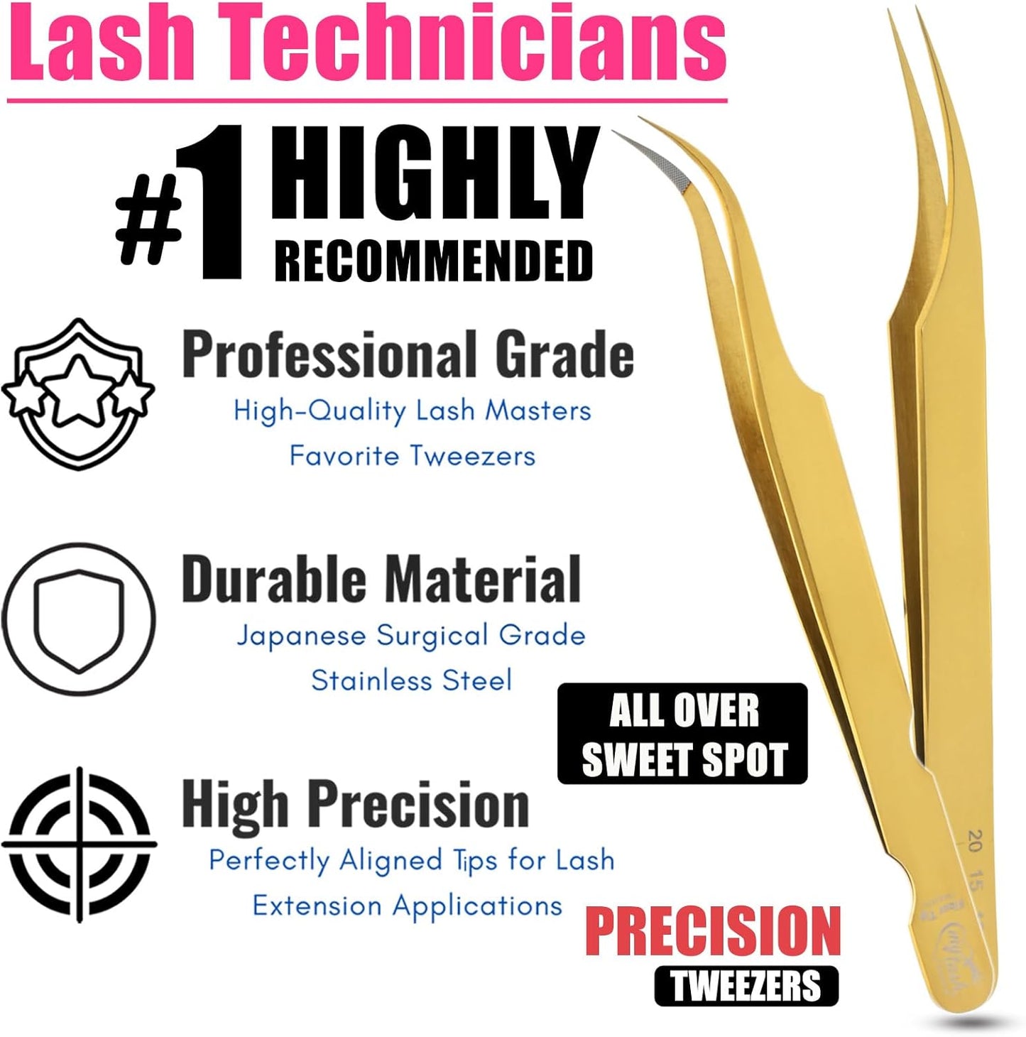 2Pcs Fiber Tip Grip Boot Volume Tweezers and Dolphin Isolation Eyelash Tweezers Set Professional Precision Mink Lashes Fan Making Mega Volume Boot Lashing Tweezers (Gold Set)