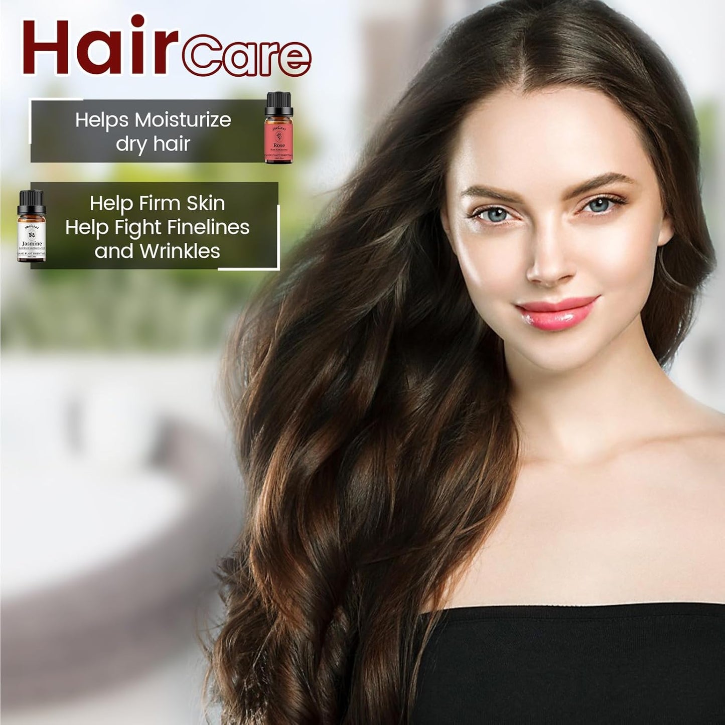 yethious Rose Essential Oil Jasmine Essential Oil for Diffuser, Hair, Skin, Body, Face, Perfume, Soap, Candle Making Rose Fragrance Oil Set Jasmine Oil Organic 2 X 10ML