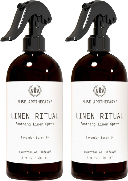 Muse Apothecary Linen Ritual - Aromatic, Soothing, and Relaxing Linen Spray for Bedding, Laundry and Fabric Spray Freshener - Infused with Aromatherapy Essential Oils - Lavender Serenity