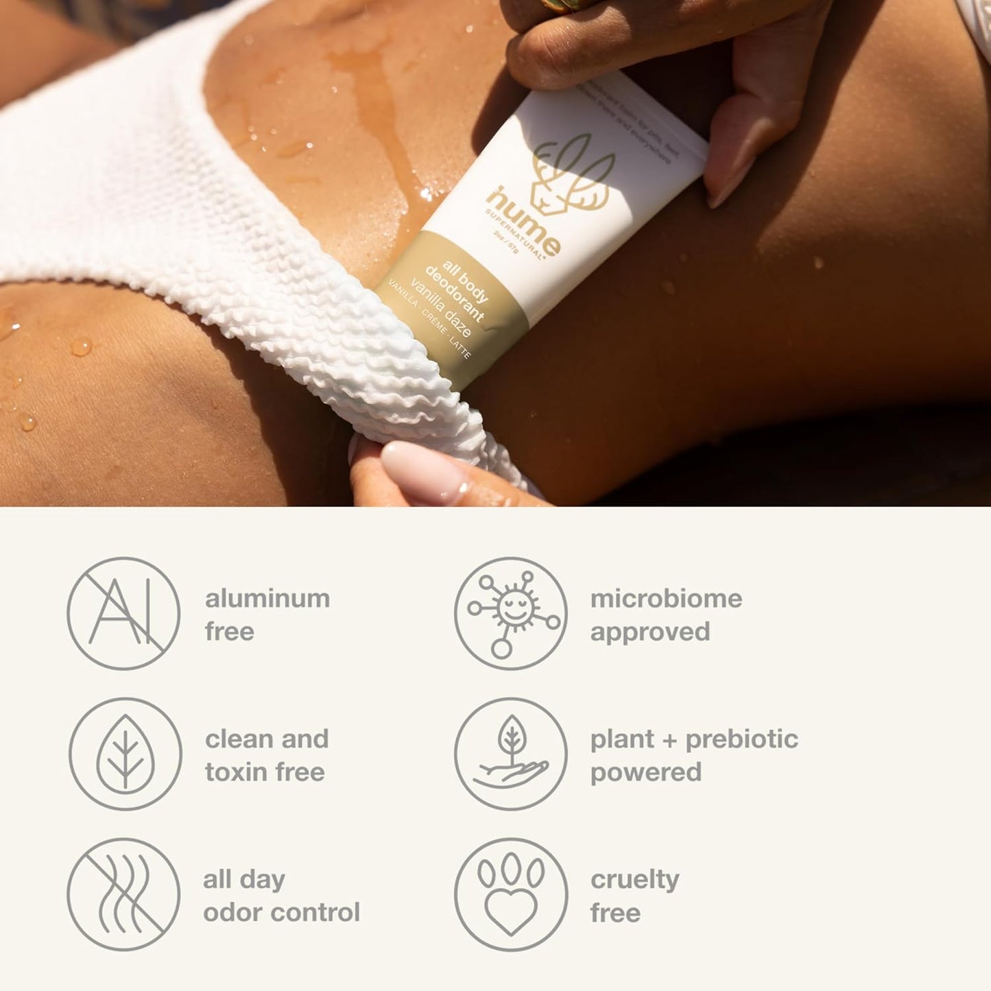 Hume Supernatural Invisible Whole Body Deodorant Balm - Full Body Protection - Aluminum Free, No Baking Soda - Anti-Chafing Odor Control - Clinically Tested on Sensitive Skin (Vanilla Daze, 1-Pack)