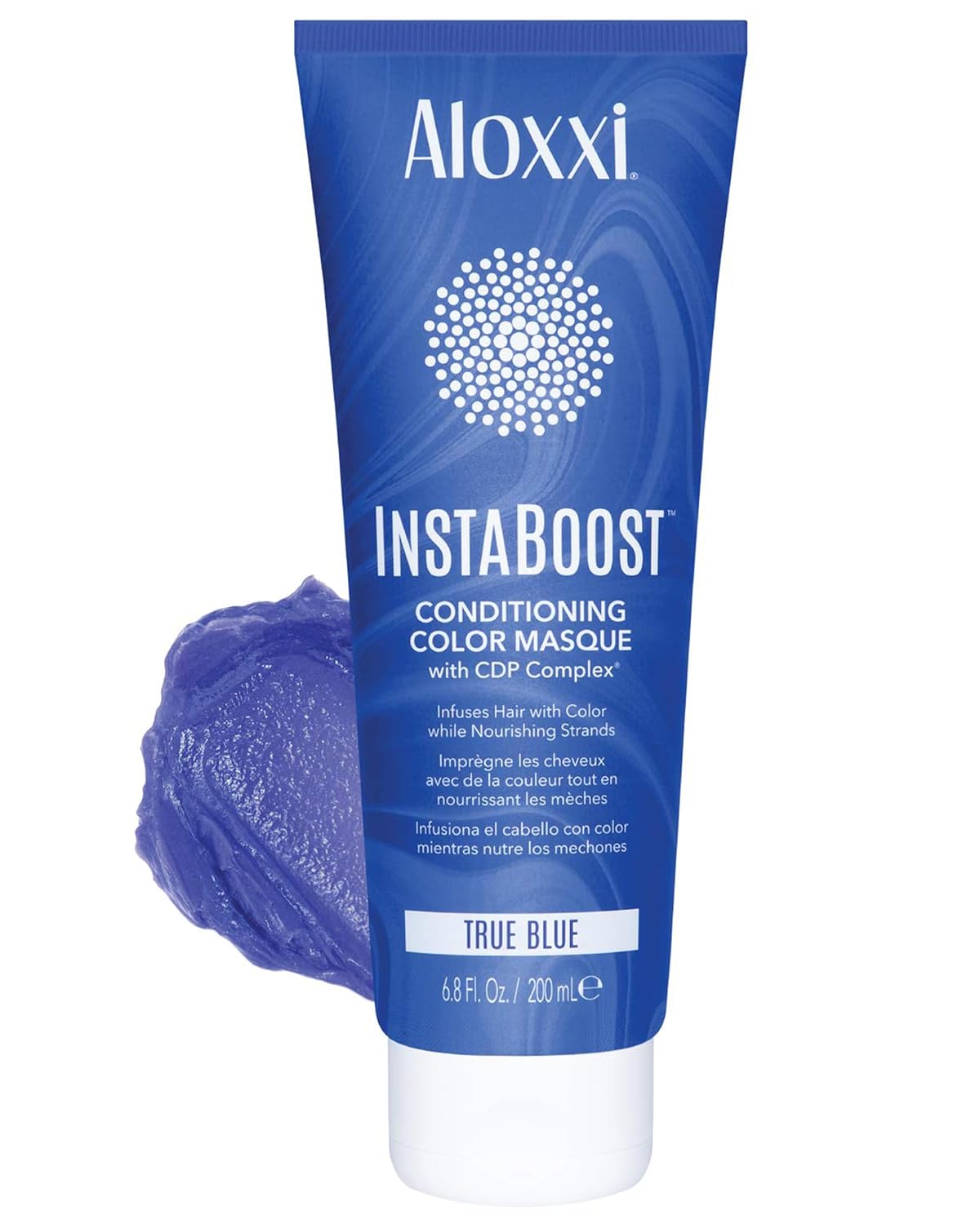 ALOXXI InstaBoost BLUE Color Depositing Conditioner Mask – Instant Temporary Hair Color Dye - Hair Color Masque for Deep Conditioning (True Blue), 6.8 Fl Oz