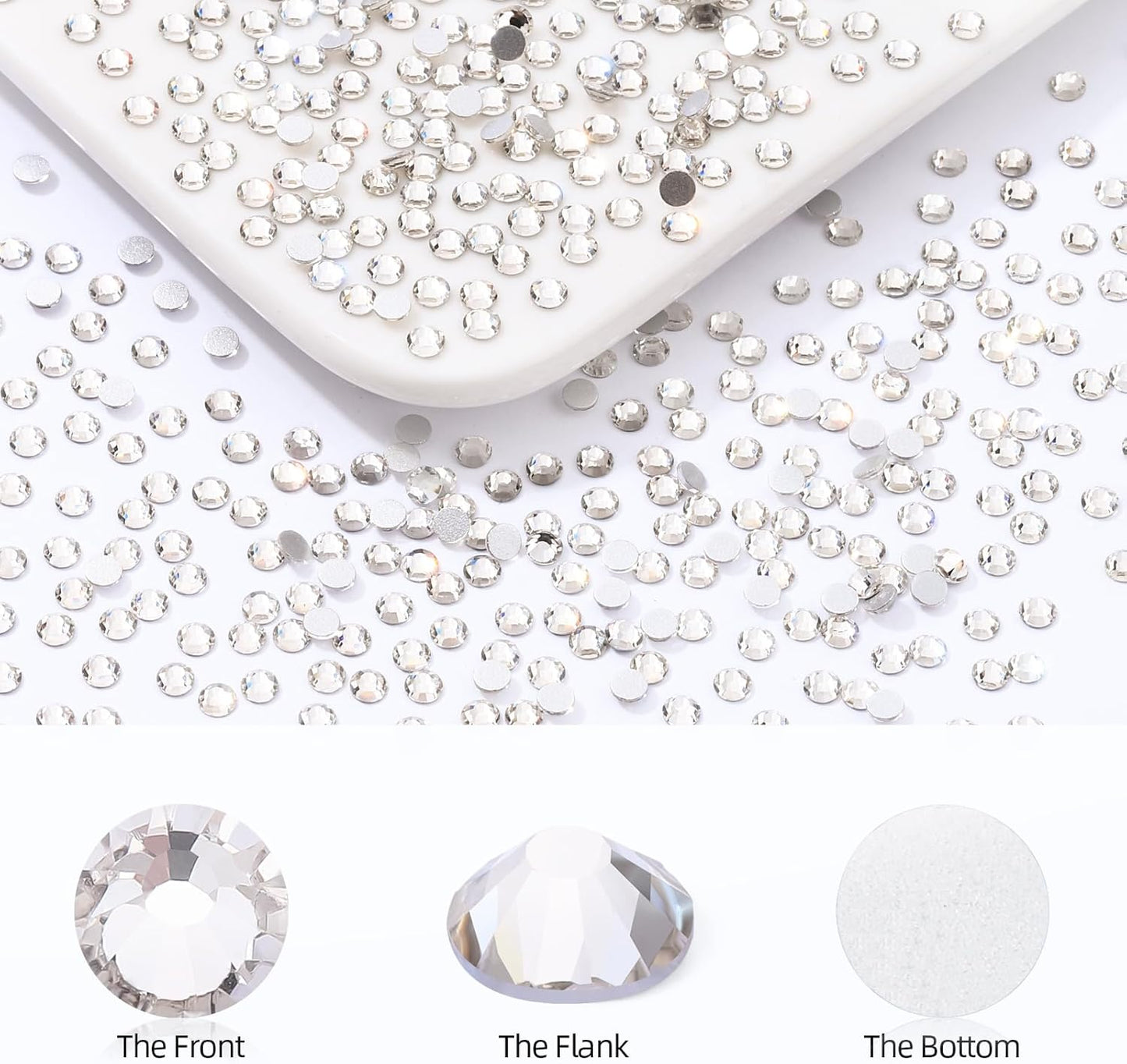 Crystal Clear Flatback Rhinestones, Glass Rhinestones for Nail Art and Craft, Glue Fix, Loose Crystal Gemstones(Crystal, SS3, 1440pcs, 1.3-1.4mm)