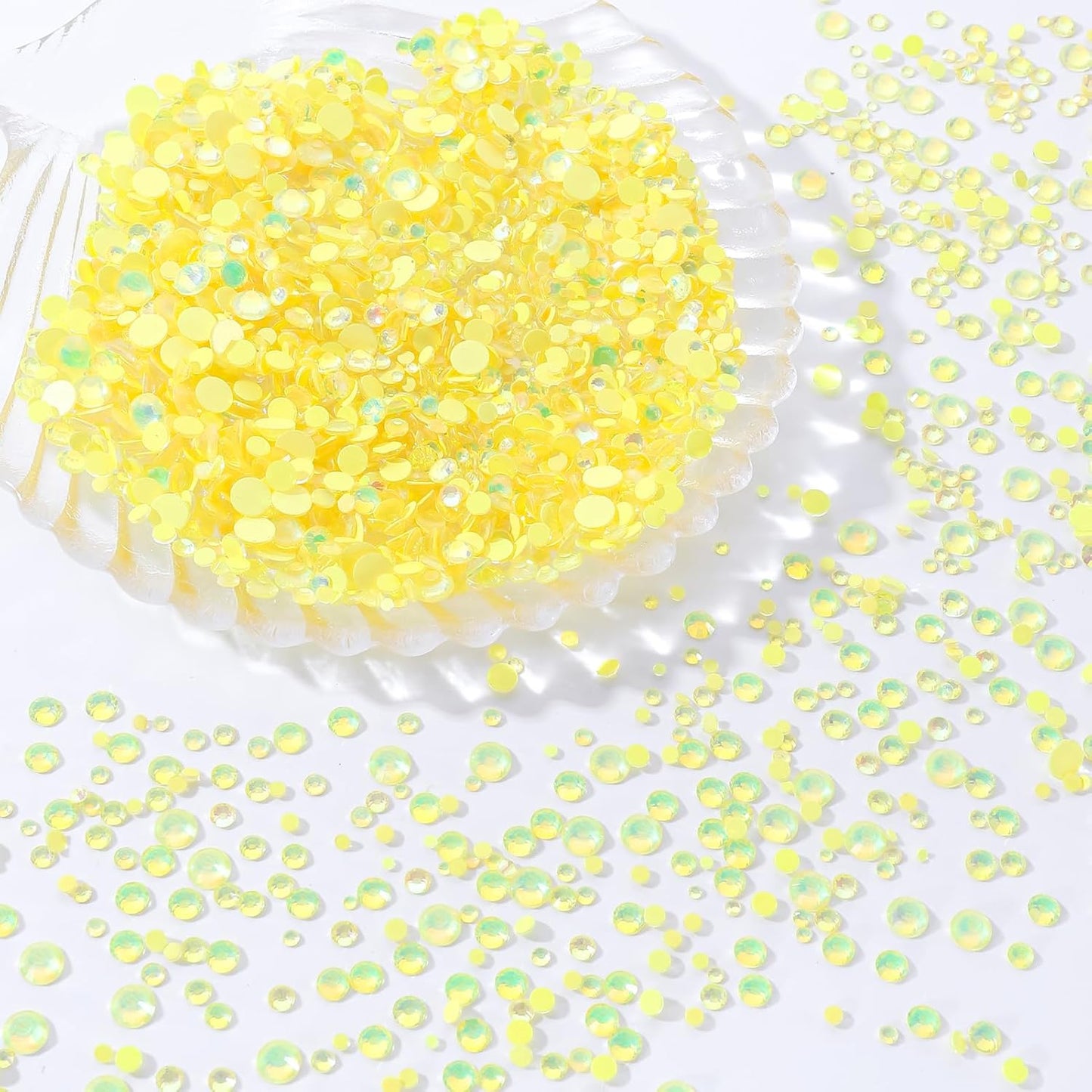 F Yellow Flatback Rhinestones, Glass Rhinestones for Nail Art and Craft, Glue Fix, Loose Crystal Gemstones(F Yellow, SS20, 1440pcs, 4.6-4.8mm)