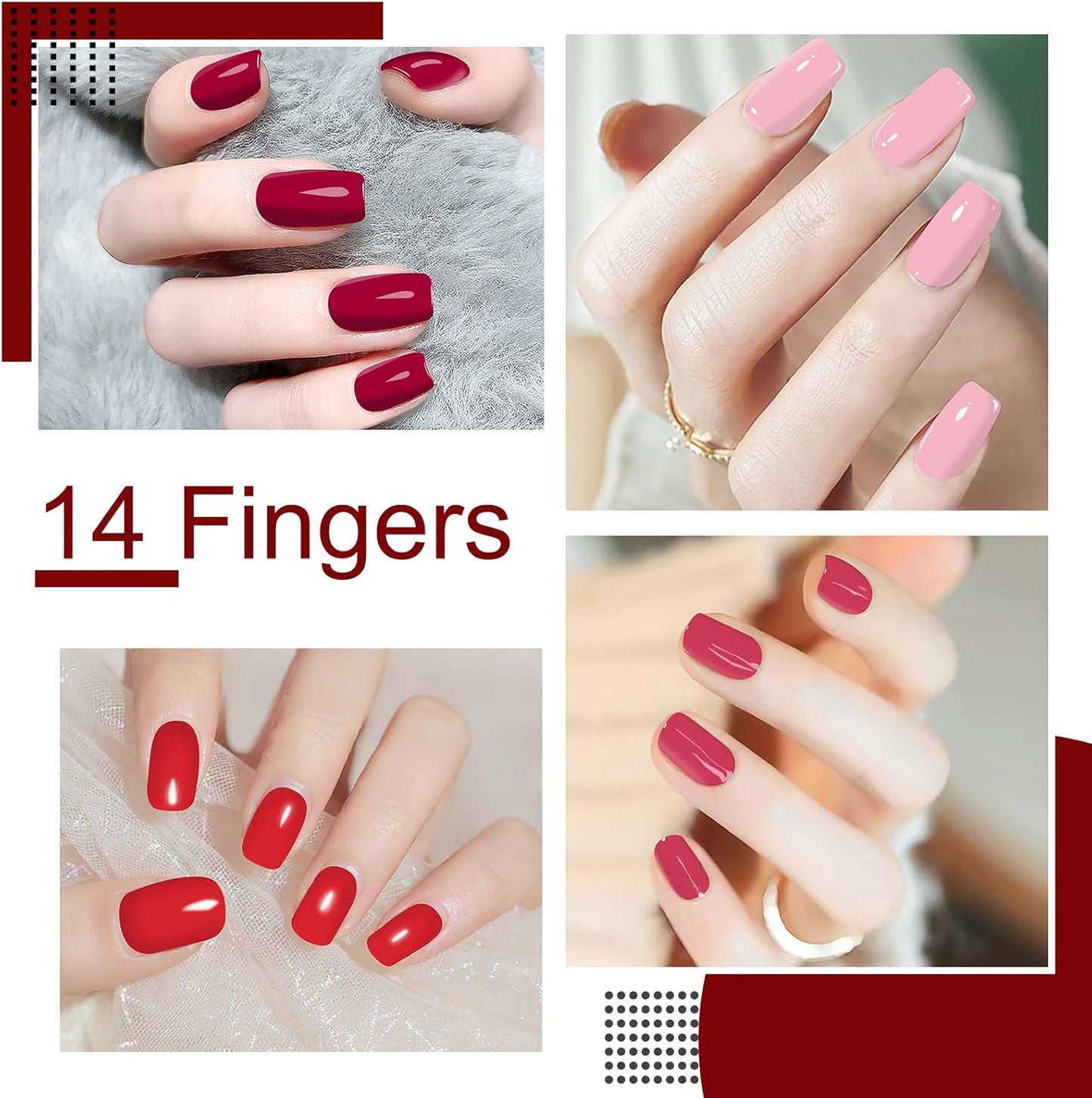 SILPECWEE Nail Polish Stickers, 20 Sheets Pink Solid Nail Stickers Full Nail Wraps with Nail File Self Adhesive Nail Polish Strips Gel Nail Strips Fingernail Nail Art Sticker Nails for Women